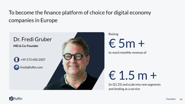 Founder slide: Dr. Fredi Gruber