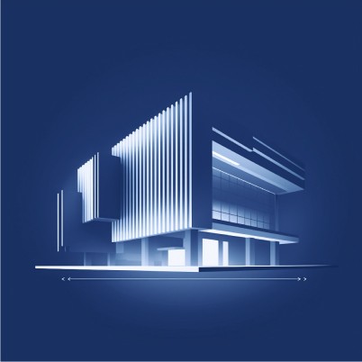 Modern building with luminous base