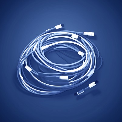 Coiled network cables illustration