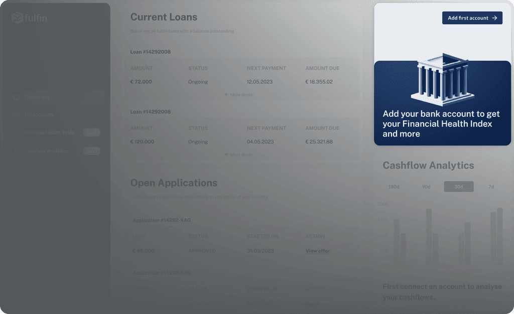 Fulfin product dashboard in dark theme