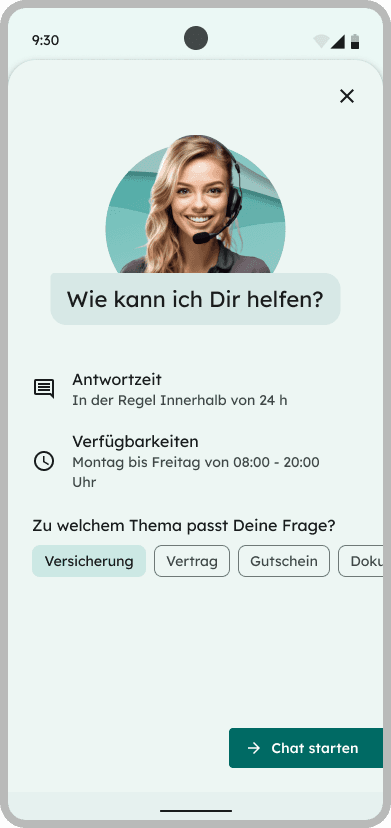 Customer support screen